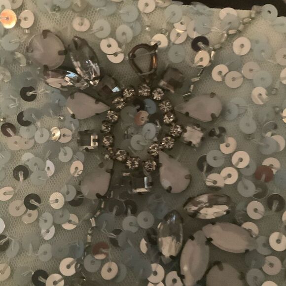 MAC DUGGAL 93932 Blue Flutter Sleeve Sequin High Neck Gown - Picture 13 of 15